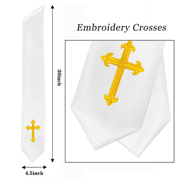 GradPlaza Choir Stole with Embroidery Crosses Adults' Traditional Church Choir Stoles 60"