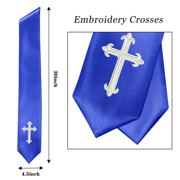 GradPlaza Choir Stole with Embroidery Crosses Adults' Traditional Church Choir Stoles 60"
