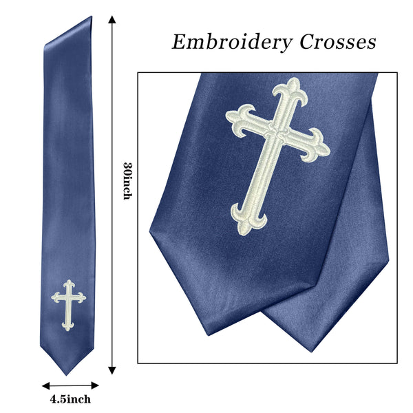 GradPlaza Choir Stole with Embroidery Crosses Adults' Traditional Church Choir Stoles 60"
