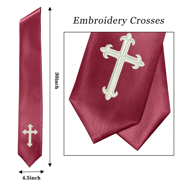 GradPlaza Choir Stole with Embroidery Crosses Adults' Traditional Church Choir Stoles 60"