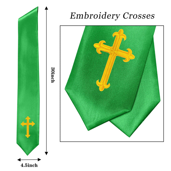 GradPlaza Choir Stole with Embroidery Crosses Adults' Traditional Church Choir Stoles 60"
