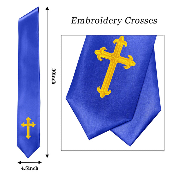 GradPlaza Choir Stole with Embroidery Crosses Adults' Traditional Church Choir Stoles 60"