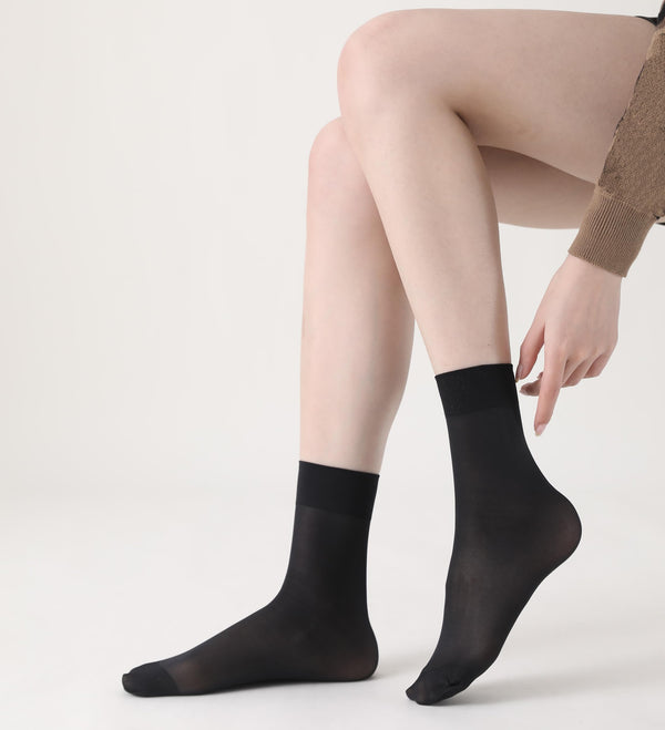 Gradplaza Women's Ankle High Sheer Nylon Socks Soft Tight Hosiery with Reinforced Toe