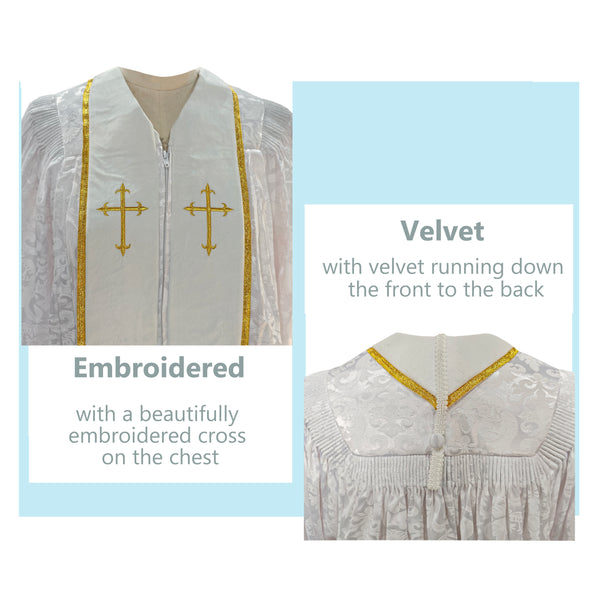 GradPlaza Adult Deluxe Priest Robe For Church Clergy Church Gown Cross With Embroidery