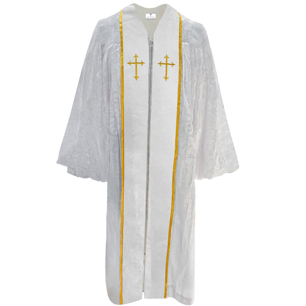 GradPlaza Adult Deluxe Priest Robe For Church Clergy Church Gown Cross With Embroidery