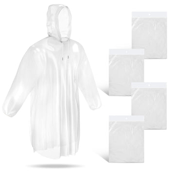 Gradplaza  Disposable Clear Rain Ponchos with Hood for Adults, Emergency Ponchos