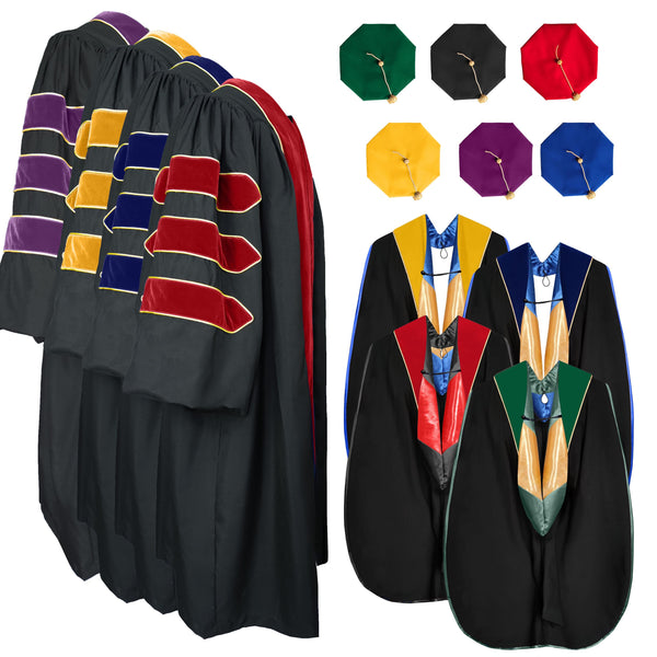 Custom Doctoral Gown  Hood and Tam Rich Color