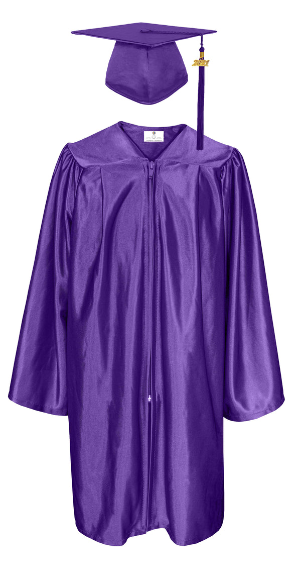 Shiny Kindergarten Graduation Gown Cap & Tassel Charm Purple