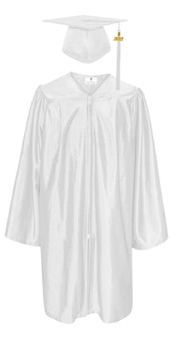Shiny Kindergarten Graduation Gown Cap & Tassel Charm White
