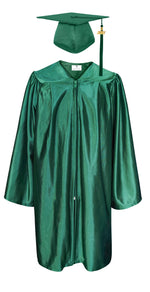 Shiny Kindergarten Graduation Gown Cap & Tassel Charm Forest Green