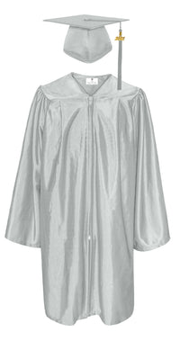 Shiny Kindergarten Graduation Gown Cap & Tassel Charm Silver