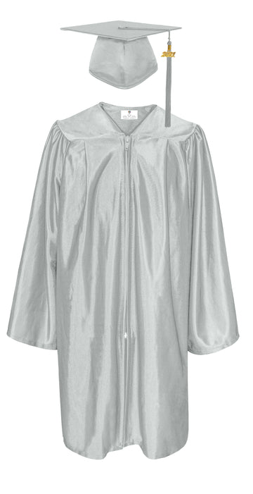 Shiny Kindergarten Graduation Gown Cap & Tassel Charm Silver