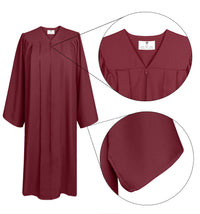 Matte Graduation Cap and Gown with Tassel Charm Unisex Maroon