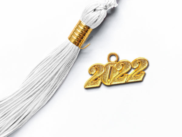 Matte Adult Graduation Cap with Graduation Tassel Charm White (One Size Fits All)