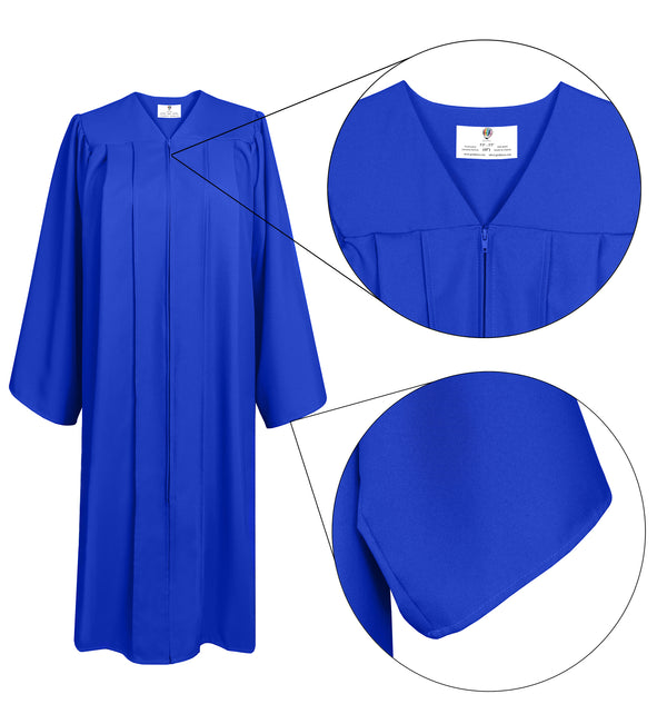 Matte Graduation Cap and Gown with Tassel Charm Unisex Royal Blue