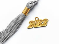 Matte Adult Graduation Cap with Graduation Tassel Charm Silver (One Size Fits All)