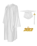 Shiny Graduation Cap and Gown with Tassel Charm White