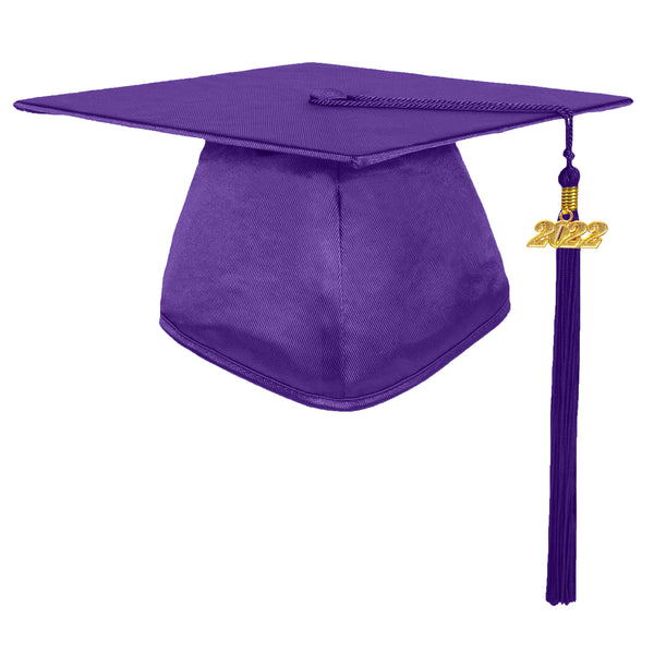 Shiny Graduation Cap and Gown with Tassel Charm Purple