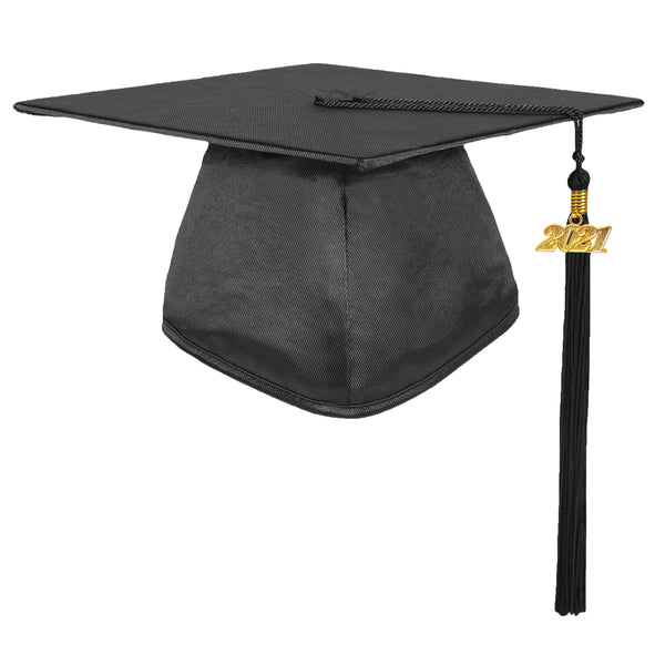 Shiny Kindergarten Graduation Gown Cap & Tassel Charm Black