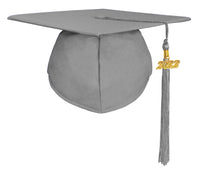 Matte Adult Graduation Cap with Graduation Tassel Charm Silver (One Size Fits All)