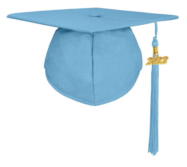 Matte Adult Graduation Cap with Graduation Tassel Charm Sky Blue (One Size Fits All)
