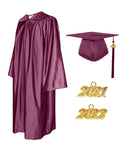 Shiny Graduation Cap and Gown with Tassel Charm Maroon