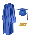 Shiny Graduation Cap and Gown with Tassel Charm Royal Blue
