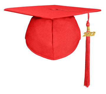 Matte Adult Graduation Cap with Graduation Tassel Charm Red (One Size Fits All)