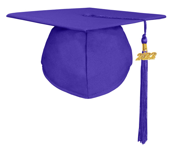 Matte Adult Graduation Cap with Graduation Tassel Charm Purple (One Size Fits All)