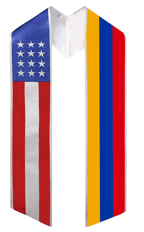 Mixed Flag Graduation Stole Embroidery Graduation Sash for Study Aboard Students