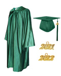 Shiny Graduation Cap and Gown with Tassel Charm Forest Green