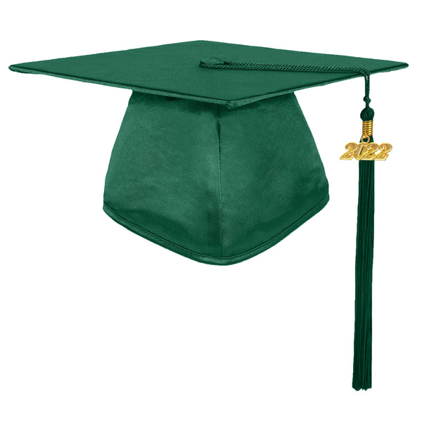 Shiny Graduation Cap and Gown with Tassel Charm Forest Green