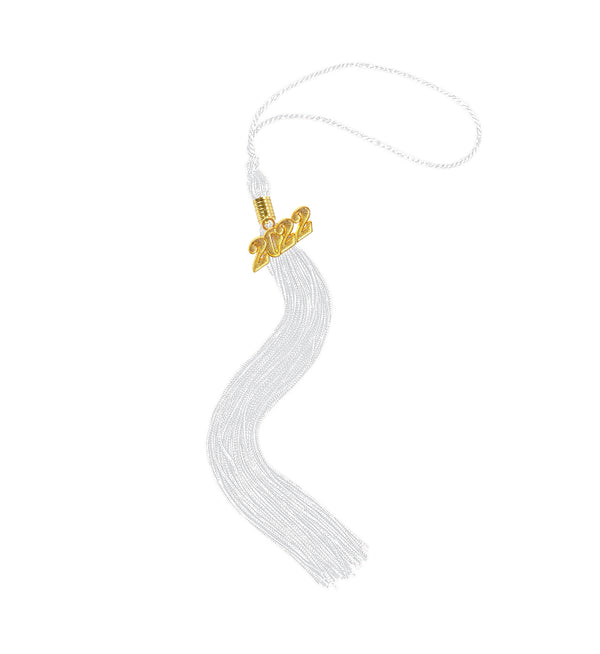 Shiny Graduation Cap and Gown with Tassel Charm White