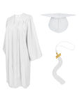 Matte Graduation Cap and Gown with Tassel Charm Unisex White
