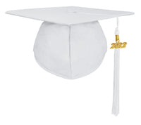 Matte Adult Graduation Cap with Graduation Tassel Charm White (One Size Fits All)