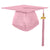 Shiny Kindergarten Graduation Gown Cap & Tassel Charm Pink