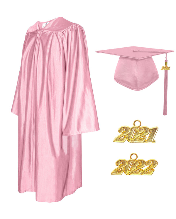 Shiny Graduation Cap and Gown with Tassel Charm Pink